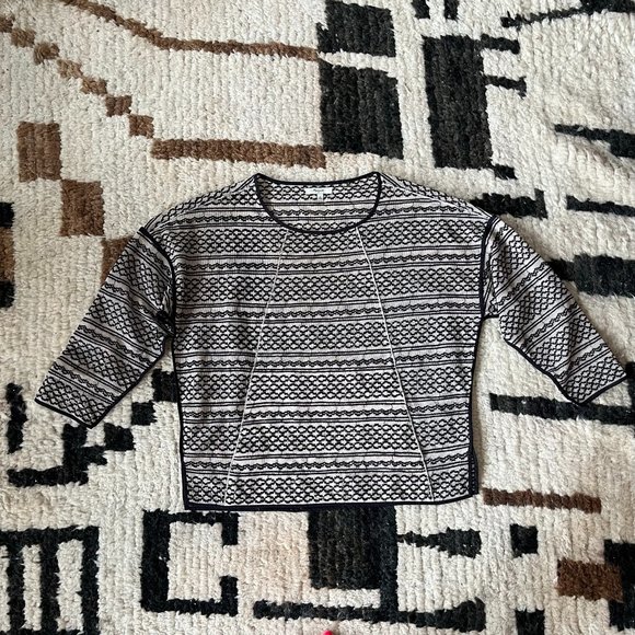 Madewell Geo Embroidered Cotton Mesh Raglan Sleeve Top- Size Small. - Picture 1 of 6